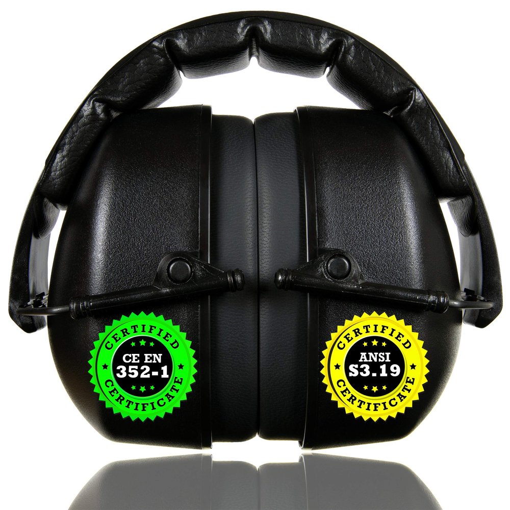 ClearArmor Safety Ear Muffs Hearing Ear Protection - 31.5 dB SNR Noise Reduction - Comfortable Earmuffs that Work for Hunting, Gun Range, Mowing