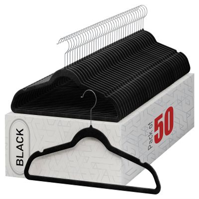 Home-it Premium Velvet Hangers 50 Pack - Heavy Duty Ultra Thin Black Suit Clothes Hangers Non Slip for Closet, Shirt Pants, Hook Swivel 360