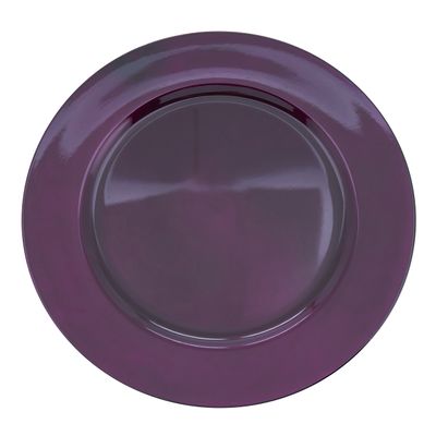 SARO LIFESTYLE Decorative Charger Plates, 13 Round Plastic Charger Plates, Set of 4  Elegant Table Dcor for Events, Weddings & Home Dining, Eggplant