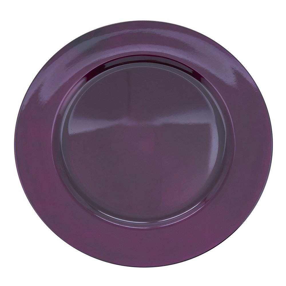 SARO LIFESTYLE Decorative Charger Plates, 13 Round Plastic Charger Plates, Set of 4 Elegant Table Dcor for Events, Weddings & Home Dining, Eggplant