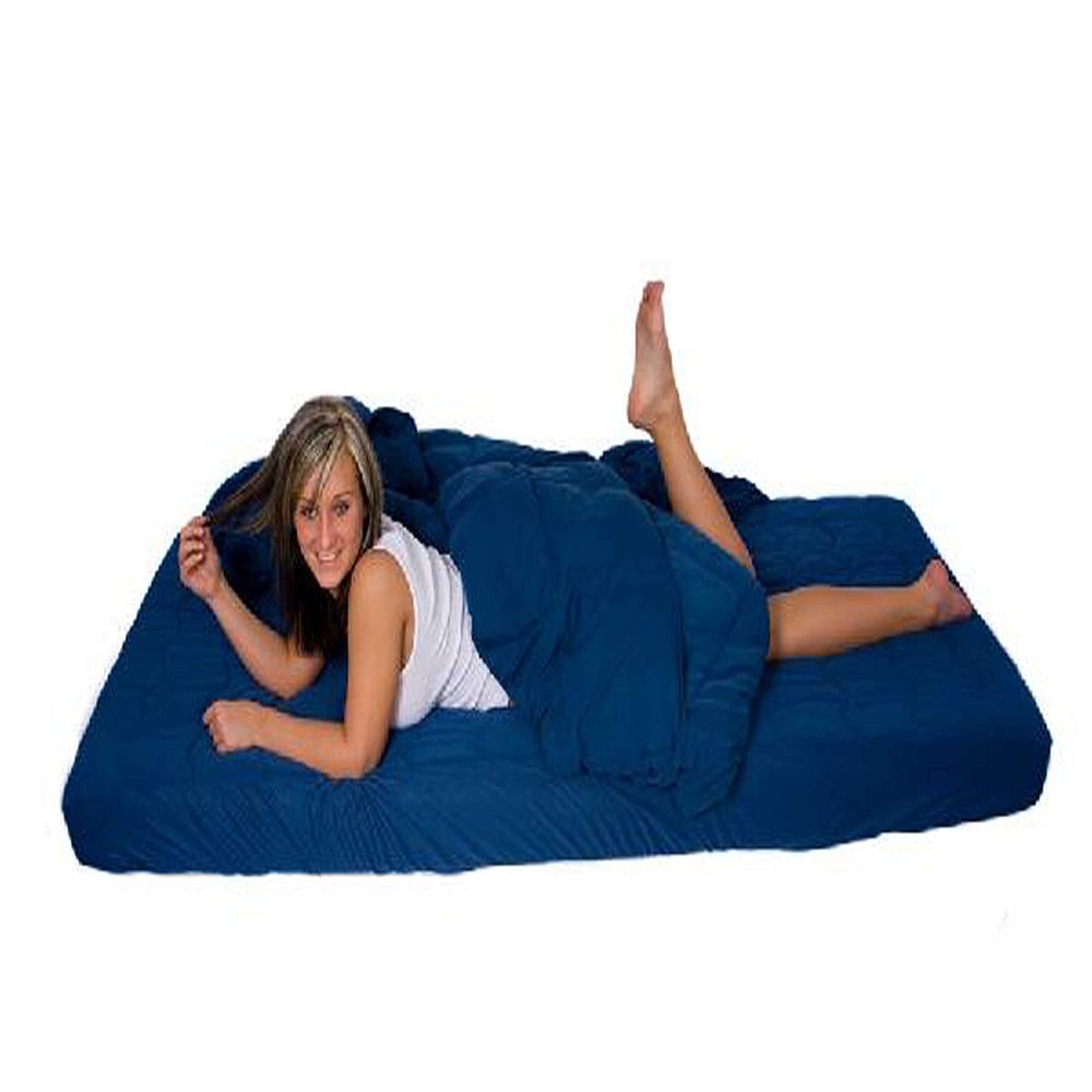 Truckers Bed Extra Soft Luxury Sleeping Pad with Built in Thin Blanket 3 Sizes (Twin - 35"x80", Navy)