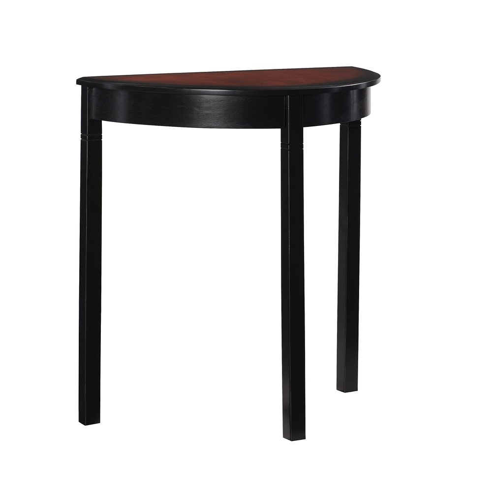 Linon Camden Demi Lune Black and Cherry Wood Console Table