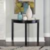 Linon Camden Demi Lune Black and Cherry Wood Console Table view 2
