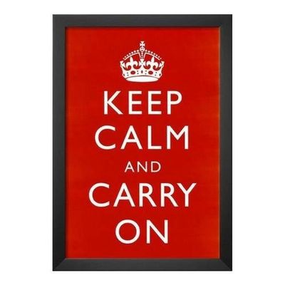 Framed Keep Calm and Carry On (Motivational, Red) 18x12 Art Poster Print Wall Decor - World War 2 British Slogan
