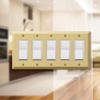 Amerelle Century Quintuple Rocker Steel Wallplate in Polished Brass view 3