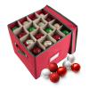 Christmas Decor Storage Box - Red Oxford Canvas Ornament Cube Chest With 64 Compartment Dividers, Riveted Handles, and Lid by Elf Stor view 1