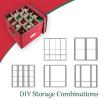 Christmas Decor Storage Box - Red Oxford Canvas Ornament Cube Chest With 64 Compartment Dividers, Riveted Handles, and Lid by Elf Stor view 4