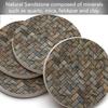 Thirstystone Stone Herringbone Pattern Natural Sandstone Coaster 4 Pack Eco-Friendly, Absorbent, Easily Wipes Clean view 2