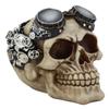Ebros Geared Steampunk Pilot Aviator Robotic Skull Statue Victorian Industrial Sci Fi Decor Figurine with Painted 3D Protruding Gearwork Mechanism Design view 1