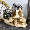 Ebros Geared Steampunk Pilot Aviator Robotic Skull Statue Victorian Industrial Sci Fi Decor Figurine with Painted 3D Protruding Gearwork Mechanism Design view 2