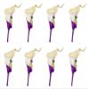 Angel Isabella Set of 8:Real Touch Quality Calla Lily Boutonniere-Purple,Natural White.(Artificial Flower) view 1