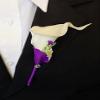 Angel Isabella Set of 8:Real Touch Quality Calla Lily Boutonniere-Purple,Natural White.(Artificial Flower) view 2