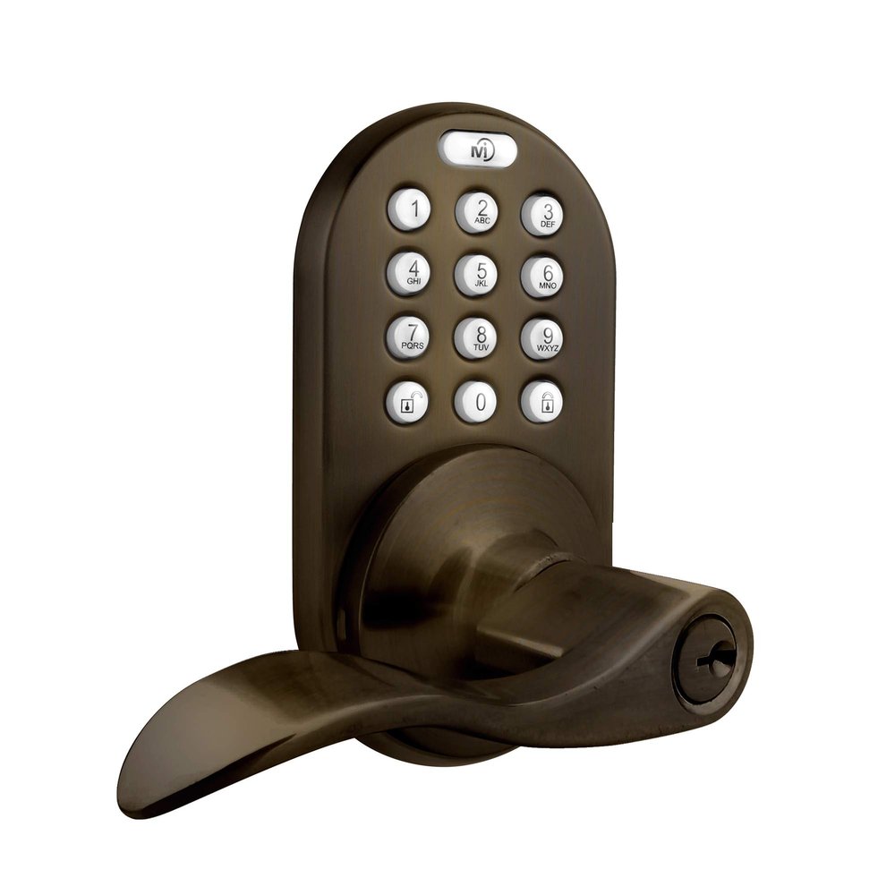 MiLocks DKL-02AQ Electronic Keyless Entry Touchpad Lever Door Lock, Antique Brass
