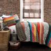Lush Decor Boho Stripe Reversible Cotton Quilt 3-Piece Set, Full/ Queen, Turquoise & Tangerine - Bold Colorful Bohemian Bedding Set view 1