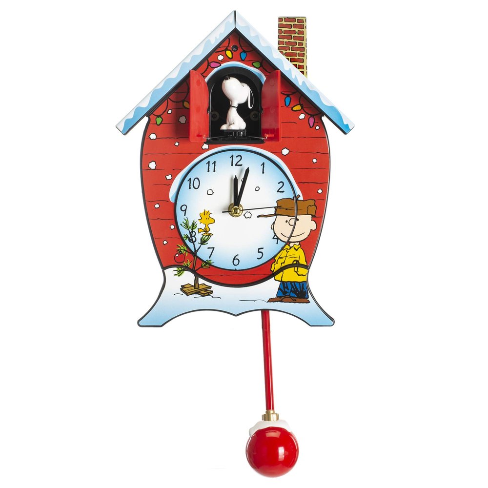 Mark Feldstein, Peanuts Christmas Linus and Lucy Song Cuckoo Clock, Red, 17 Inch