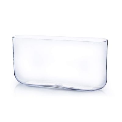 WGV Long Rectangle Block Vase, Width 3", Length 16", Height 8", Clear Round Corners Glass Floral Container Wedding Party Event Decor, 1 Piece