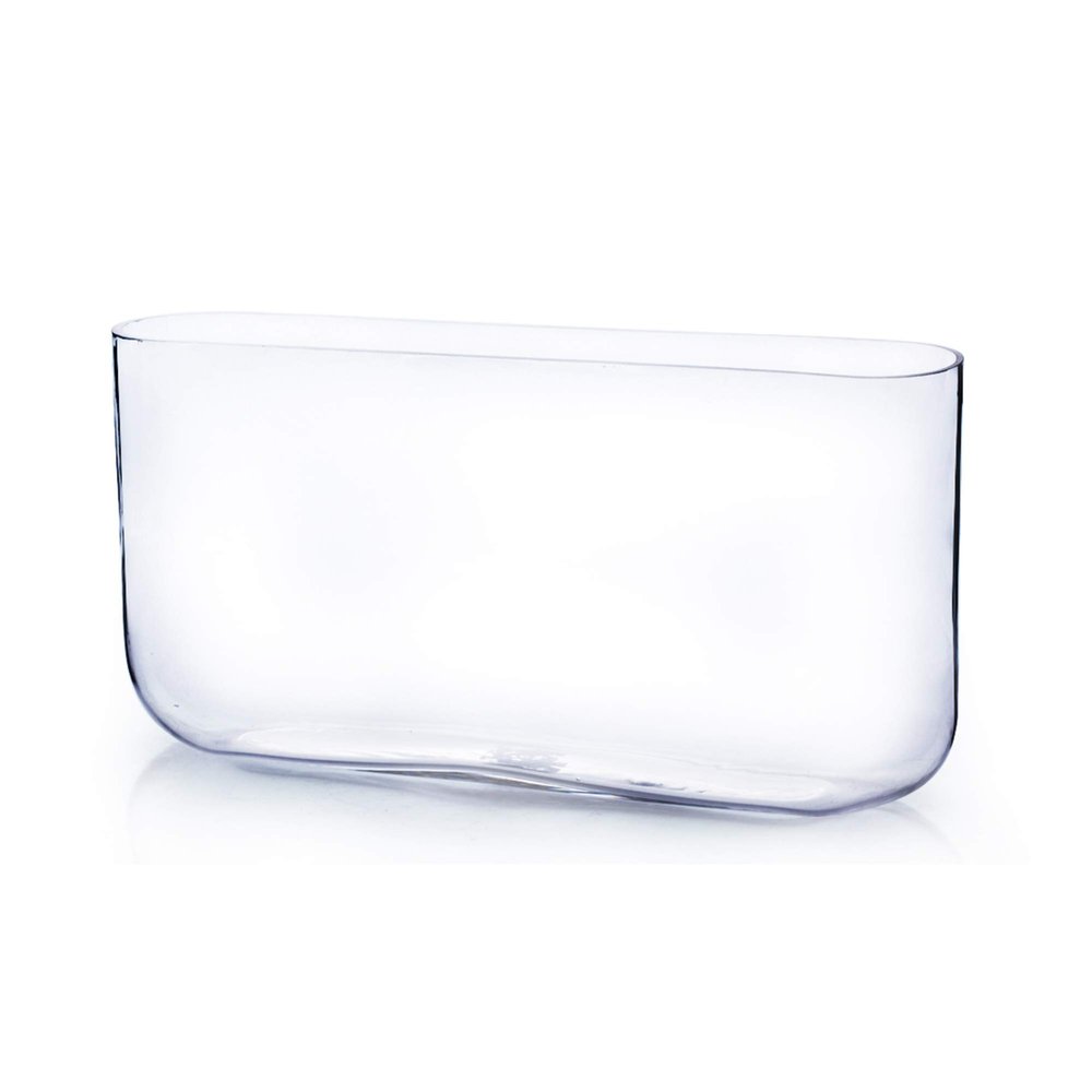 WGV Long Rectangle Block Vase, Width 3", Length 16", Height 8", Clear Round Corners Glass Floral Container Wedding Party Event Decor, 1 Piece
