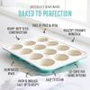 GreenLife 12-Cup Muffin Pan, PFAS-Free Healthy Nonstick Baking Tray, 11.4" x 1.9" x 15.9", Durable Ceramic Bakeware, Cupcakes, Egg Bites, Tarts, Brownies, Turquoise view 3