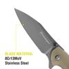 Kilimanjaro Morsa Folding Knife, 3.5-Inch 8Cr13MoV Stainless Steel Blade with Titanium Nitride Coating, G10 Handle, Flipper Opening with Dual Thumb Stud and Liner Lock  910028 view 4