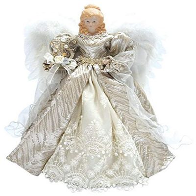 Santa's Workshop 3032 Elegance Angel Tree Topper, 16", Silver