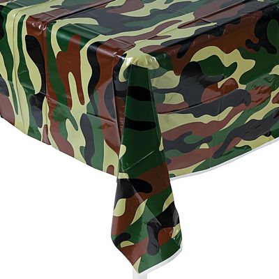 Fun Express Camouflage Plastic Disposable Tablecover Camo Tablecloth - 54 inch x 108 inch - Army Birthday Party Supplies