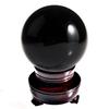 Amlong Crystal Meditation Divnation Sphere Feng Shui Crystal Ball, Lensball, Decorative Ball with Wooden Stand and Gift Box, Black, 2 inch (50mm) Diameter view 1