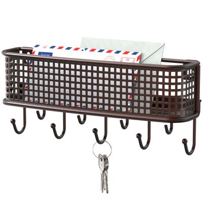 Deco Brothers Wall Key Holder and Mail Organizer, Bronze