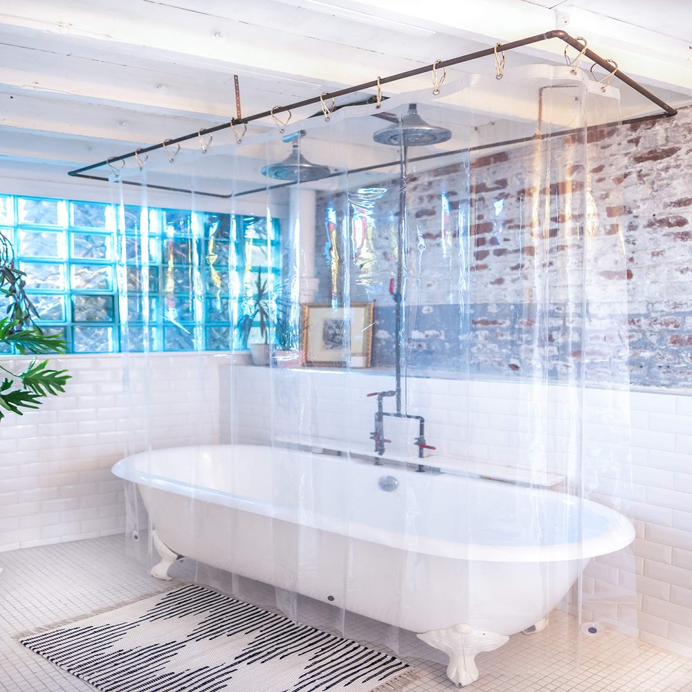 Kent & West PEVA Shower Curtain Liner - USA Made, PVC Free, Clear, Durable 9 Gauge, Bottom Magnets, 72" X 72"