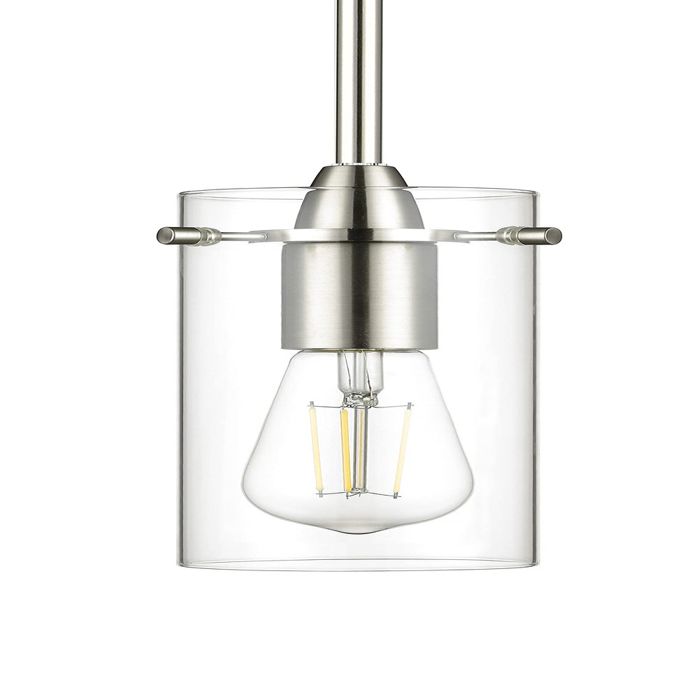 Brushed Nickel Pendant Lights Kitchen Island - Small Clear Glass Pendant Light Fixture