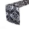 YOUR CHAIR COVERS - 12 x 108 inch Damask Table Runner - White and Black Flocking Damask Table Runners for Weddings view 1