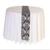 YOUR CHAIR COVERS - 12 x 108 inch Damask Table Runner - White and Black Flocking Damask Table Runners for Weddings view 3