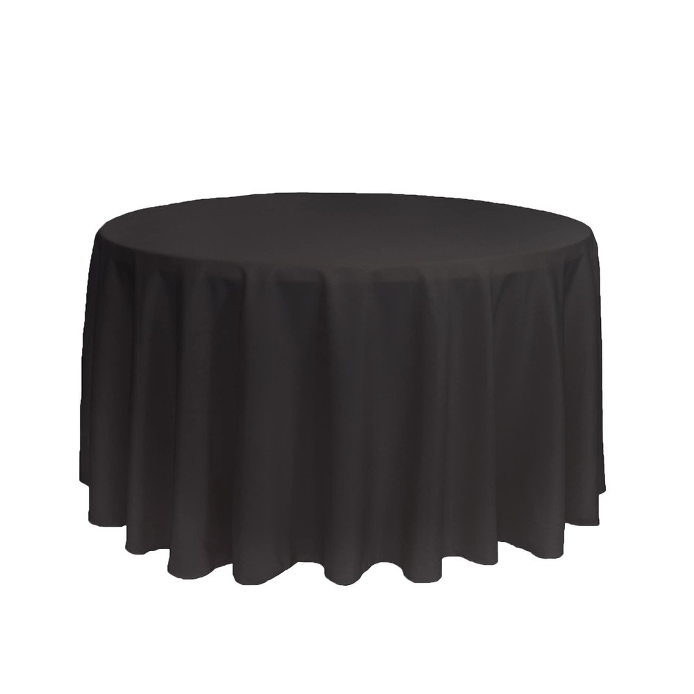 YOUR CHAIR COVERS - 108 Inch Round Premium Polyester Tablecloth - Black, Linen Table Cloth for Standard Round Tables