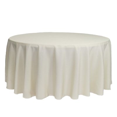 YOUR CHAIR COVERS - 132 Inch Round Premium Polyester Tablecloth - Ivory, Linen Table Cloth for Standard Round Tables