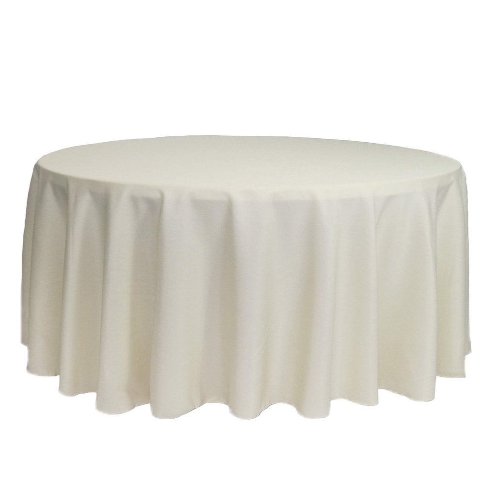 YOUR CHAIR COVERS - 132 Inch Round Premium Polyester Tablecloth - Ivory, Linen Table Cloth for Standard Round Tables