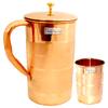 Rastogi Handicrafts Set of 2 Water Glasses and a Jug with lid, Pure Copper Drink ware Accessories Ayurveda Healing, Capacity 1.6 Litre view 2