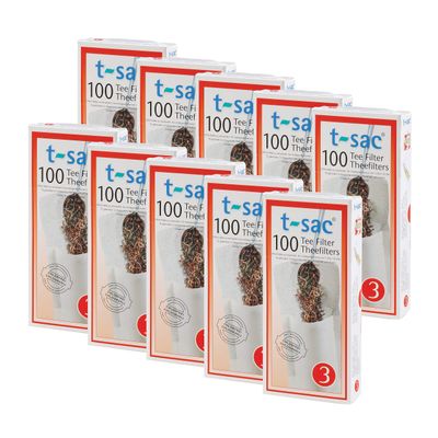 T-Sac Tea Filter Bags, Disposable Tea Infuser, Number 3-Size, 3 to 8-Cup Capacity, Set of 1,000