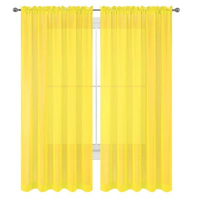 WPM 2 Piece Beautiful Sheer Window Elegance Curtains/drape/panels/treatment 60"w X 84"l (Bright Yellow)