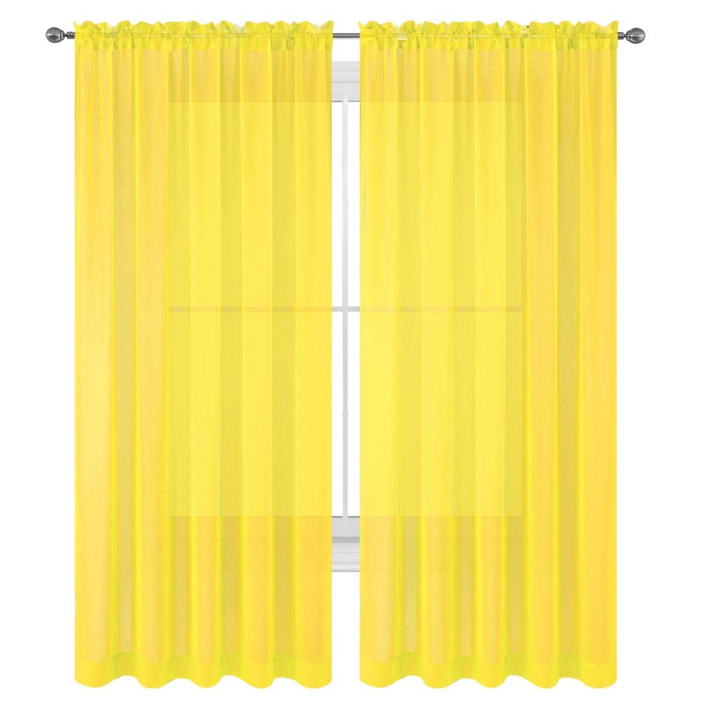 WPM 2 Piece Beautiful Sheer Window Elegance Curtains/drape/panels/treatment 60"w X 84"l (Bright Yellow)