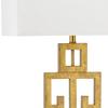 SAFAVIEH Lighting Collection  Greek Key Table Lamp Set of 2  Antique Gold Metal Base with White Fabric Shade, LED Bulbs Included, 29-Inch Bedroom Living Room Desk Lamps (LIT4305A-SET2) view 2