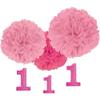 Amscan 1st Birthday Fluffy Decorations w/Danglers - Pink (180028) view 1
