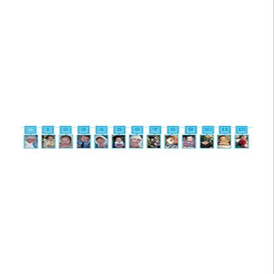 amscan 220108 1st Birthday Glitter Photo Garland - Blue, 1ct, 12'