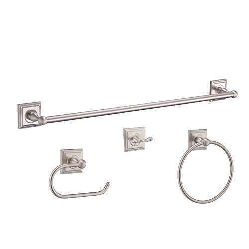 Designers Impressions Aurora Series 4 Piece Satin Nickel Bathroom Hardware Set