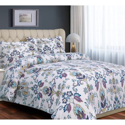 Tribeca Living Abstract Paisley Printed Flannel 200 GSM Luxury Duvet Cover Set, King, Multicolor
