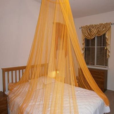 OctoRose Round Hoop Orange Bed Canopy Mosquito Netting | Fits Bed| Hanging Princess Canopy Crown Bed Curtain Drapes (Hoop-Orange)