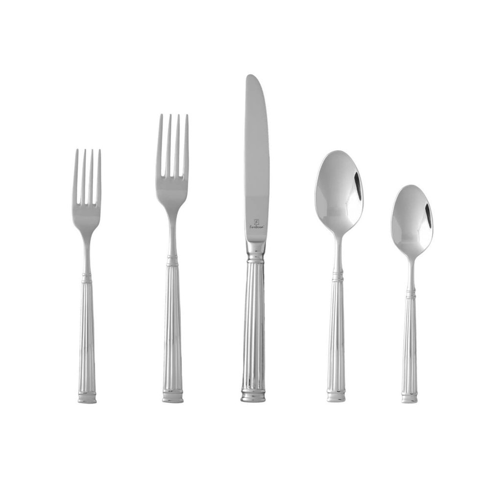 FORTESSA Doria 18/10 Stainless Steel Flatware, 20 Piece Place Setting With Table Knives, Forks and Spoons (Service For 4), Dishwasher Safe, Polished