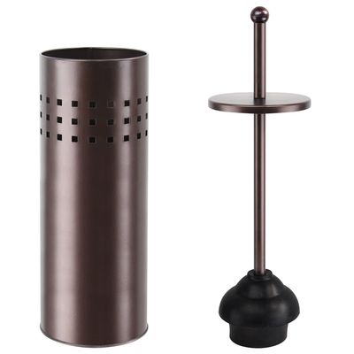 Blue Donuts Toilet Plunger with Holder for Bathroom, Multi Drain Suitable Also for Bathtubs, Quick Dry, Bronze