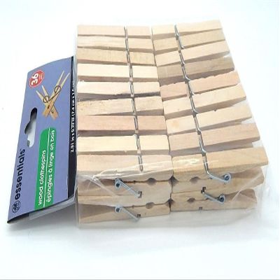 Essentials 36 Count Wood Clothespins with Spring
