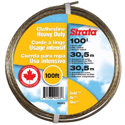 Strata Clothesline - Galvanized Steel Cable - PVC Coasting (Gold, 100')