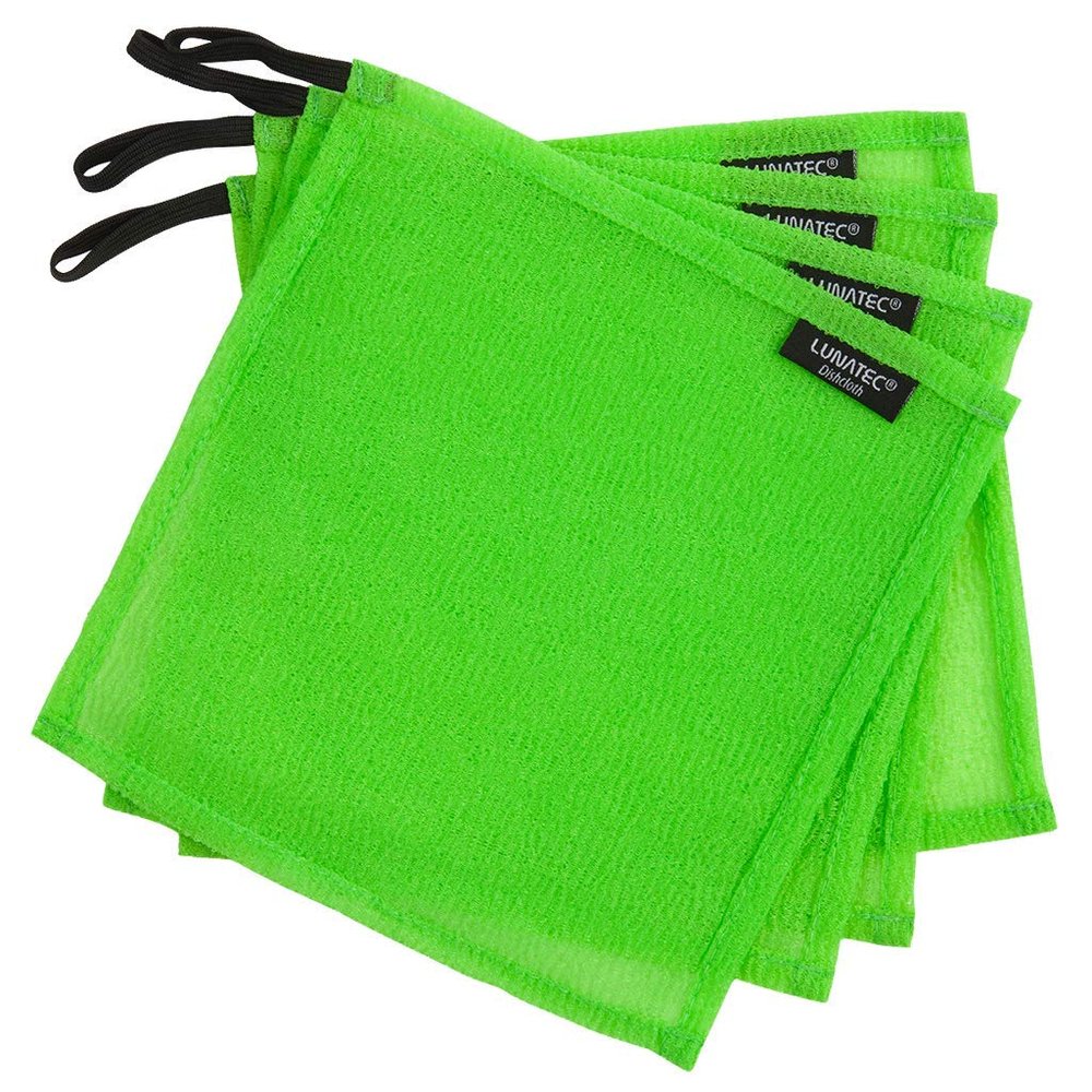 LUNATEC Odor-Free Kitchen Dishcloths. A Scrubber and scouring pad for All Surfaces. Safe for Non-Stick. (4-Pack)