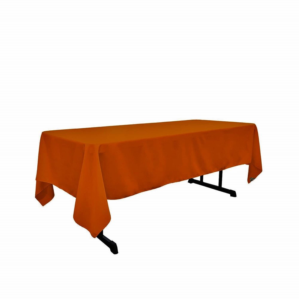 New Creations Fabric & Foam Inc, 60" Wide by 102" Long Rectangular Polyester Poplin Tablecloth, Burnt Orange